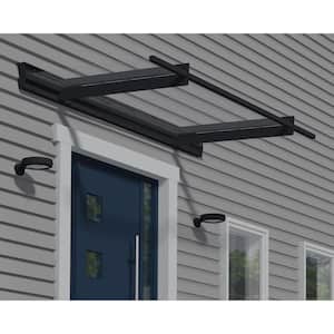 Nancy 3 ft. x 7 ft. Gray/Clear Door and Window Fixed Awning with Siding Connector Kit