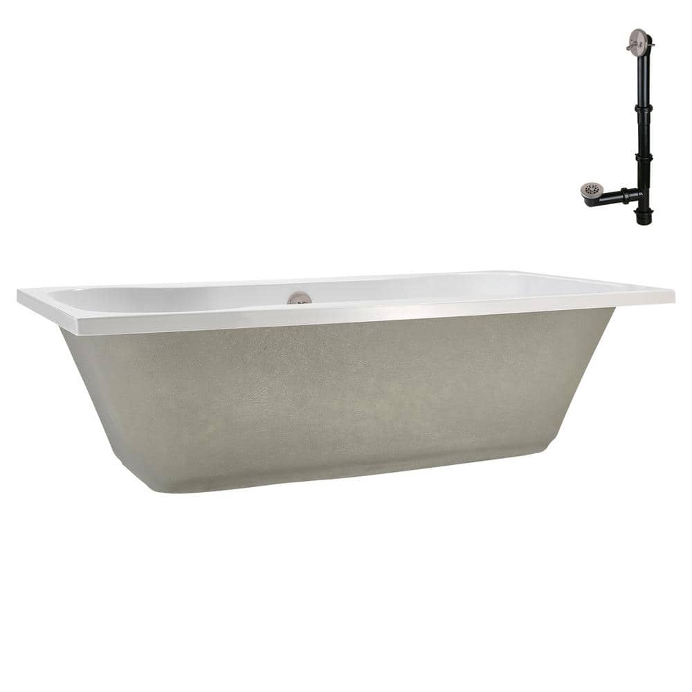 72'' x 36'' Glossy White Acrylic Soaking Drop-In Bathtub
