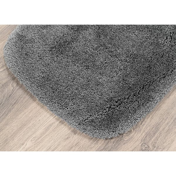 Finest Luxury Dark Gray 22 in. x 60 in. Washable Bathroom Accent Rug