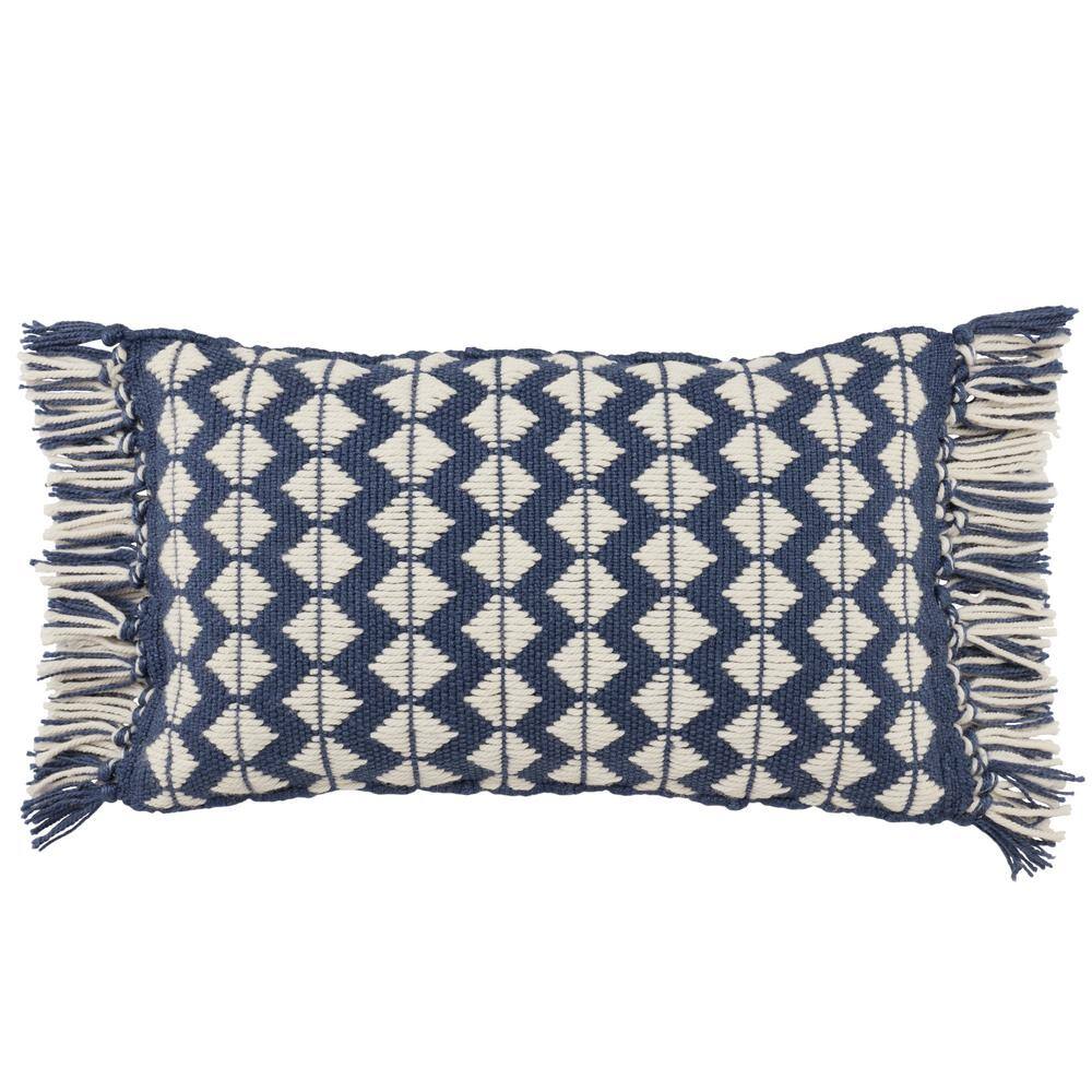 18 Recycled Polyester, Blue And Ivory Pattern Pillow with