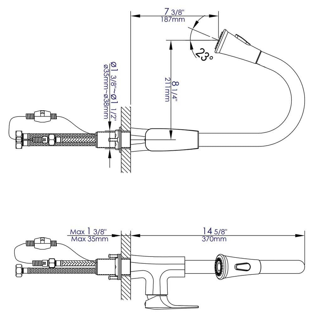 Brushed Nickel Gooseneck Pull Down Kitchen Faucet with Spray