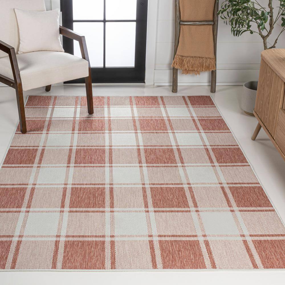 Sabine Salmon and Cream Synthetic 3 x 5 Rectangular Area Rug