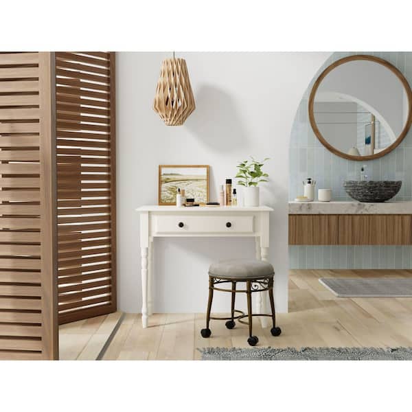 Carolina Chair & Table Victorian Bronze Backless Vanity Stool with Casters