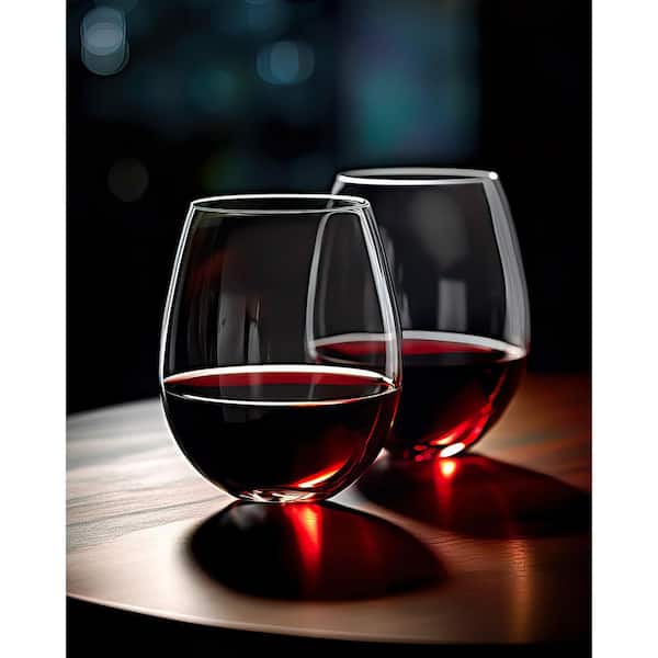 Wudkey 20 oz. Red and White Wine Glasses, Stemless Wine Glasses(Set of 4), Smooth Rim Standard Wine Glass Tumbler