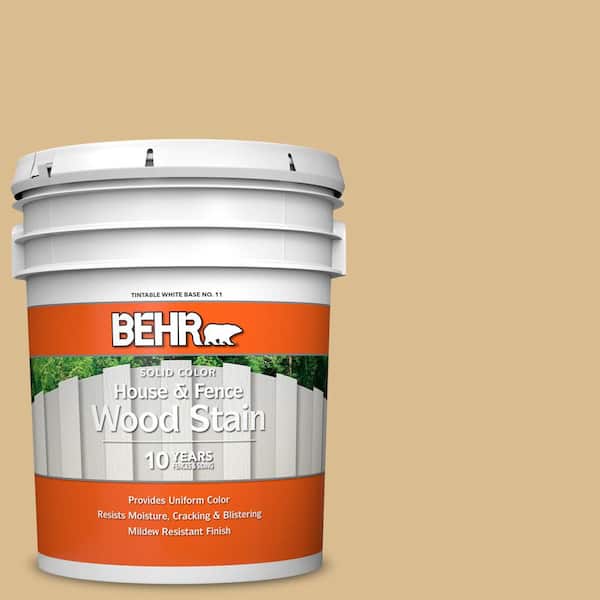 BEHR 5 gal. #340F-4 Expedition Khaki Solid Color House and Fence Exterior Wood Stain