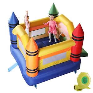 12.1 ft. x 9.2 ft. Inflatable Bounce House Kid Jump Castle Bouncer with Slide and Air Blower Fan