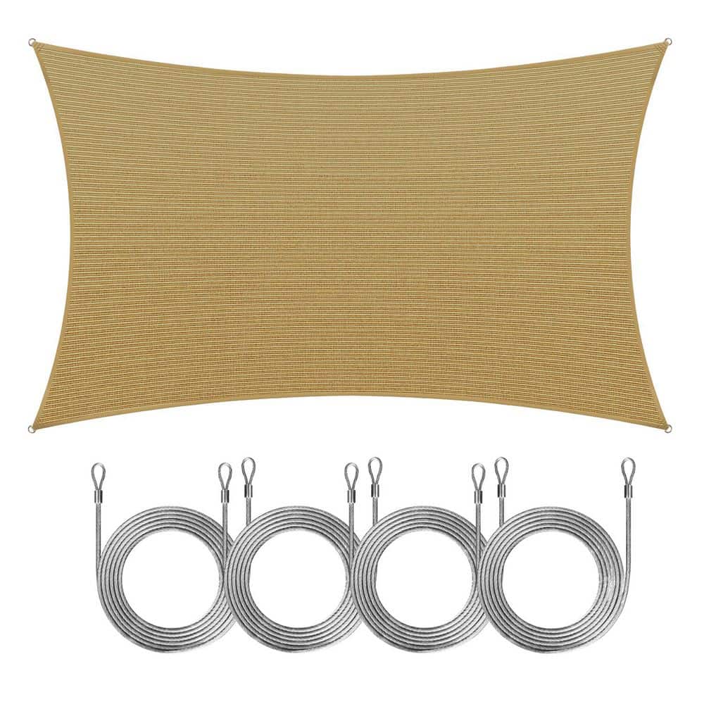 12 ft. x 20 ft. Rectangle Sun Shade Sail with Rope-Sand beige price history on PriceWatchPro