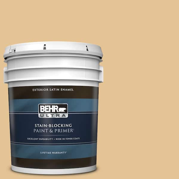 BEHR ULTRA 5 gal. #310E-3 Ripe Wheat Satin Enamel Exterior Paint & Primer