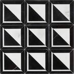 Ruit Square Nero and Carrara 8.5 in. x 8.5 in. Polished Marble Mosaic Tile (0.50 sq. ft./Each)
