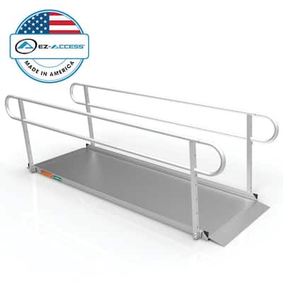 GATEWAY 3G 9 ft. Aluminum Solid Surface Wheelchair Ramp with 2-Line Handrails