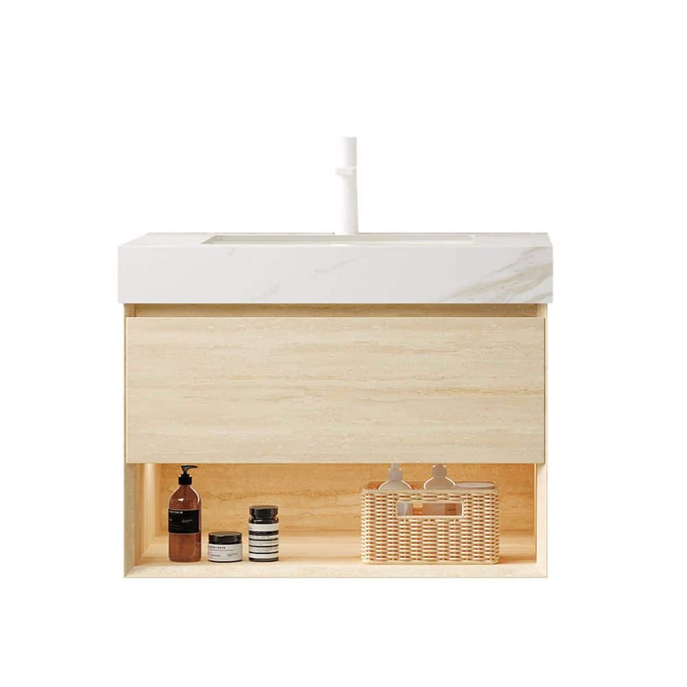 30 in. Wall-mounted Bath Vanity Cabinet without Top in Oak, 1 Drawer Design, Faucet and Sink Not Included price history on PriceWatchPro
