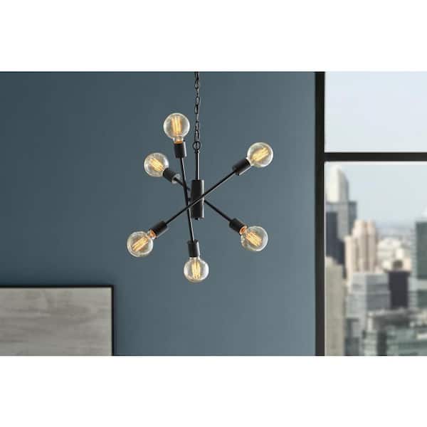 Home Decorators Collection Fife 6-Light Matte Black Sputnik Chandelier