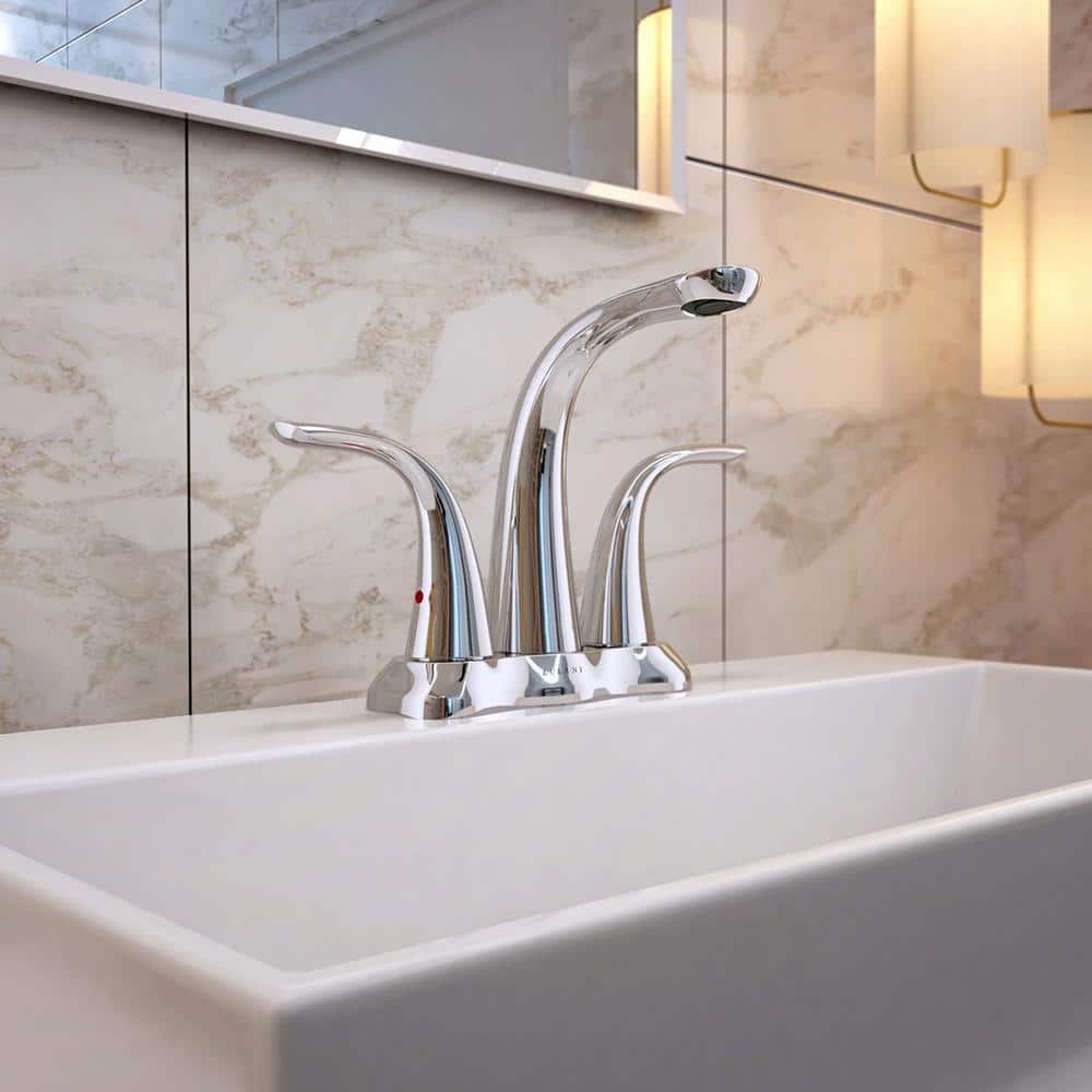 Kauai Chrome 4" Centerset 2 Handle Bathroom Faucet
