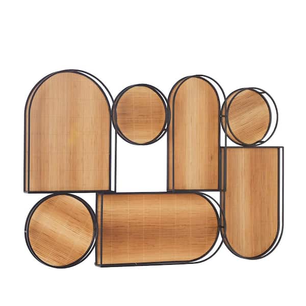Litton Lane 26 in. x 39 in. Brown Bamboo Modern Geometric Wall Decor