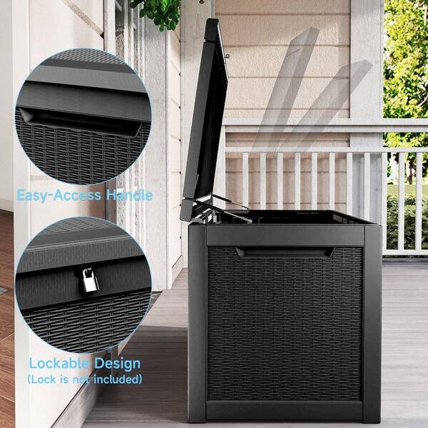 All-Weather 260 Gal. Black Resin Deck Box Large Outdoor Storage