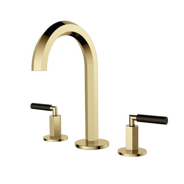 Dimakai 8 in. Widespread 2-Handle High Neck Bathroom Faucet in Brushed Gold