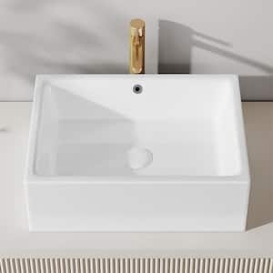 Dublin 20 in. x 15 in. Crisp White Vitreous China Rectangular Bathroom Vessel Sink with Overflow