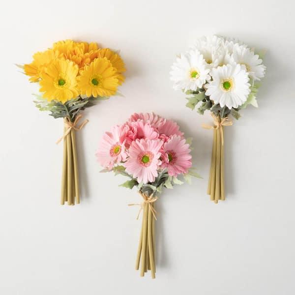 SULLIVANS 13 in. Artificial Cheerful Daisy Bush Set of 3