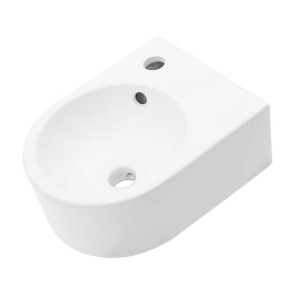 Anky 4.75 in. H Wall Mounted Bathroom Sink in White Ceramic