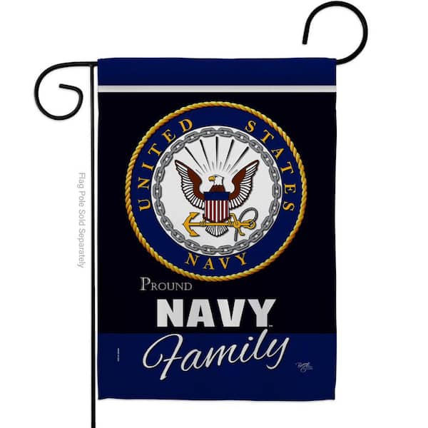Breeze Decor 13 in. x 18.5 in. Navy Proudly Family Garden Flag Double-Sided Armed Forces Decorative Vertical Flags