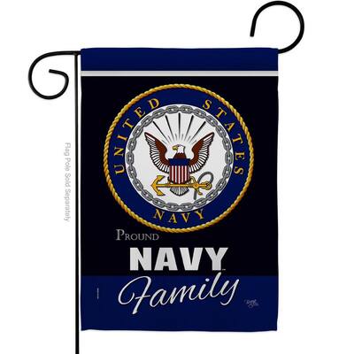 13 in. x 18.5 in. Navy Proudly Family Garden Flag Double-Sided Armed Forces Decorative Vertical Flags