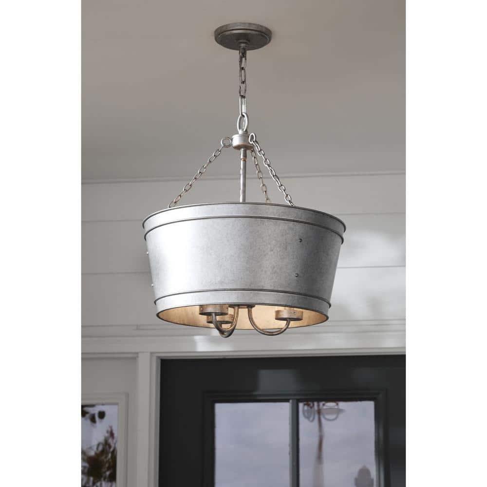 Galveston Collection 3-Light Galvanized Finish Clear Seeded Glass Farmhouse Indoor Pendant Light price history on PriceWatchPro