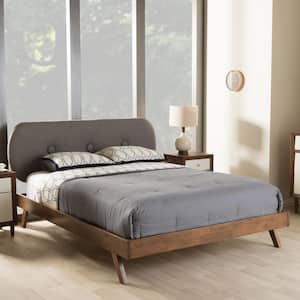 Penelope Mid-Century Gray Fabric Upholstered King Size Bed
