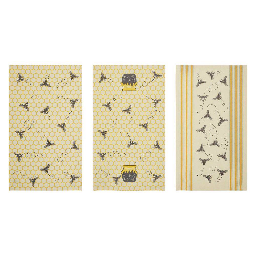 Buzzy Bees Honeypot Yellow Cotton Tea Towel Set (Set of 3) price history on PriceWatchPro