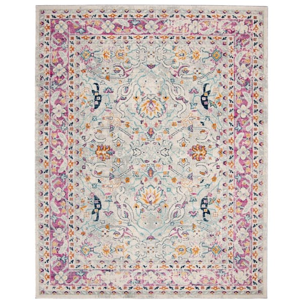SAFAVIEH Madison Cream/Fuchsia 8 ft. x 10 ft. Border Area Rug
