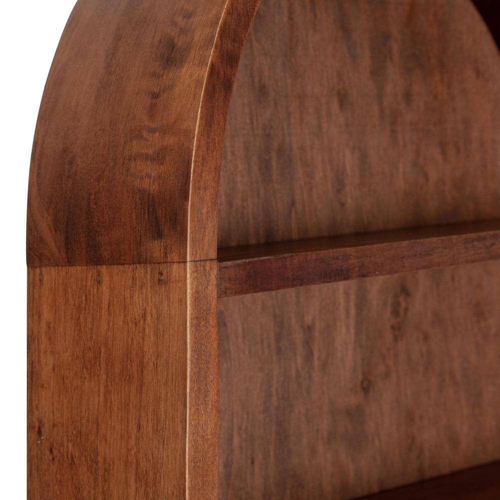 Walnut Brown Oval Floating Wood Wall Shelf