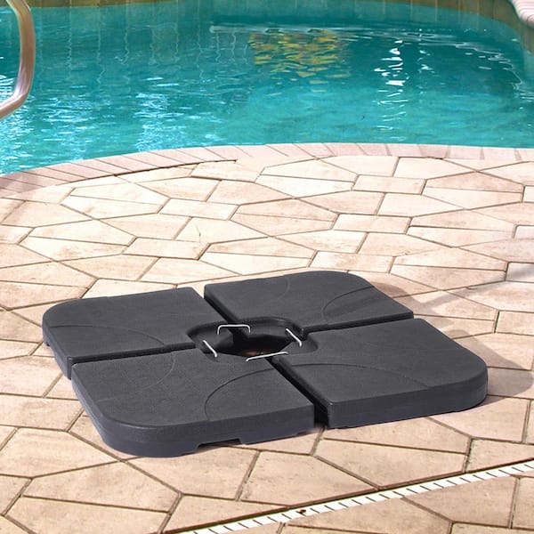 Outdoor Offset HDPE Plastic Umbrella Base, 176 lbs. Umbrella Stand for Patio Umbrella in Black