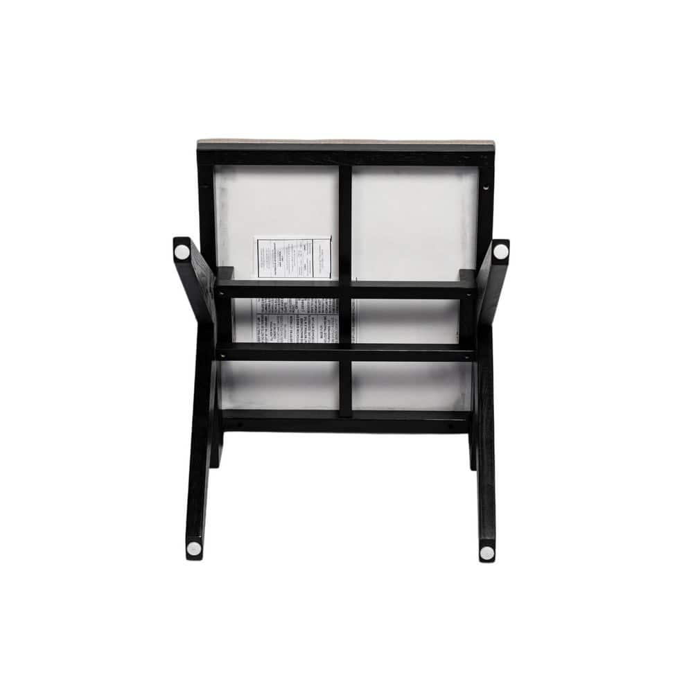 Black Solid Wood and Cane Upholstered Side Chair Set