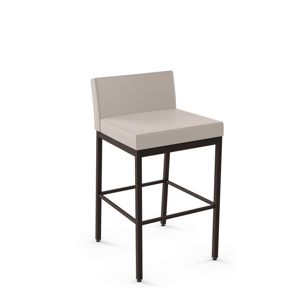 Modern Fairfield 30" Bar Stool in Cream Faux Leather and Dark Brown Metal
