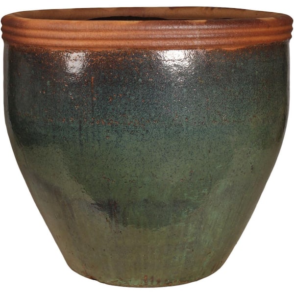 30 in. Sea Green Ceramic Double Rim Plain Pot AGR-10B-SGRP - The Home Depot