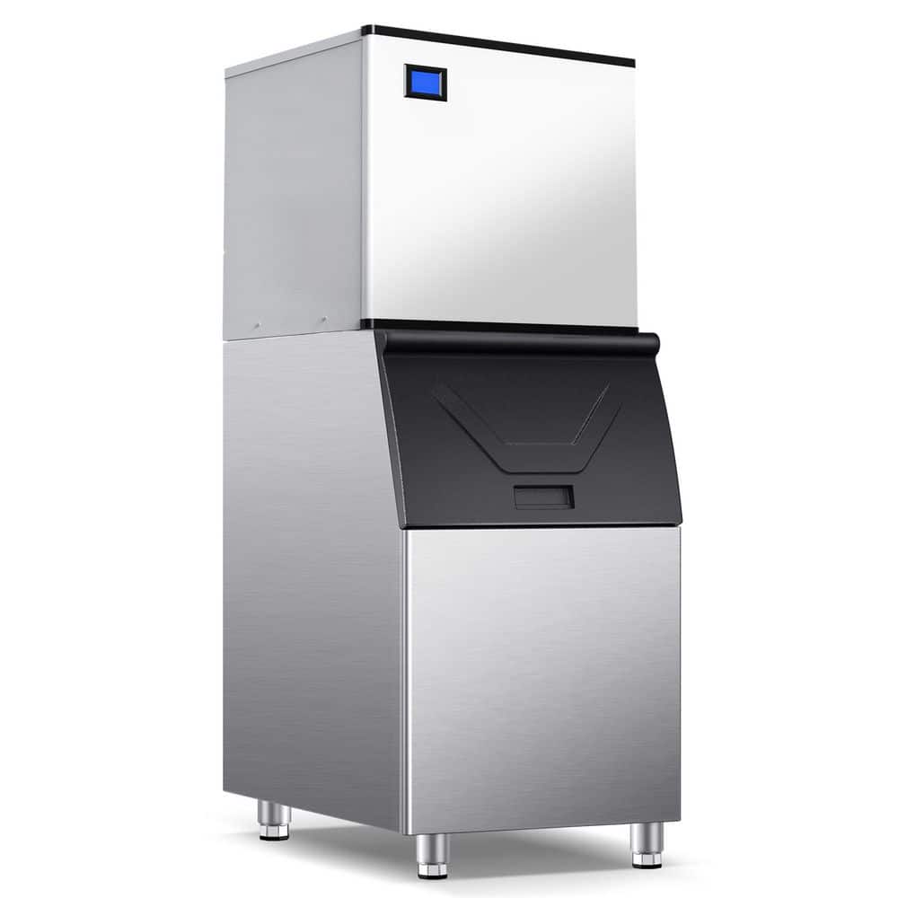 30.1 in. 800 lb.Full Size/Half Size Cube Commercial Freestanding Ice Maker in Stainless Steel W/500 lbs. Ice Storage Bin
