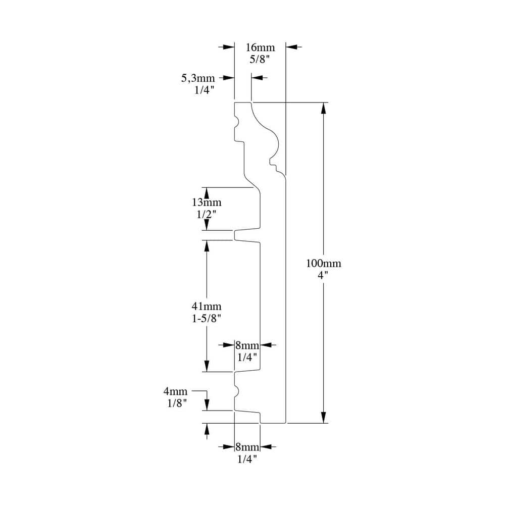 78-Inch Primed White Flexible Polyurethane Baseboard Moulding