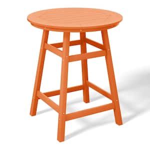 Laguna 35 in. Round HDPE Plastic All Weather Outdoor Patio Counter Height High Top Bistro Table in Orange