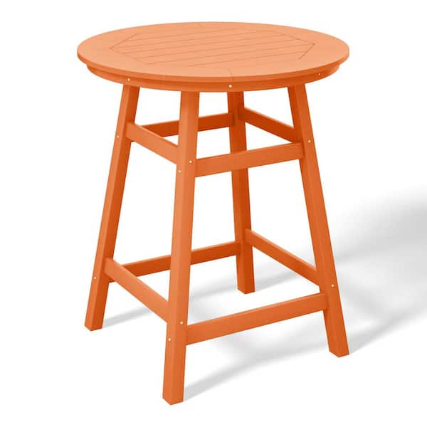 WESTIN OUTDOOR Laguna 35 in. Round HDPE Plastic All Weather Outdoor Patio Counter Height High Top Bistro Table in Orange