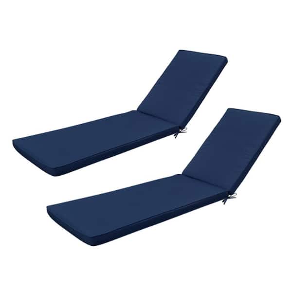 maocao hoom 2-Piece 74.41 in. x 2.76 in. Outdoor Chaise Lounge Cushion Replacement Patio Funiture Seat Cushion in Navy Blue