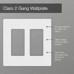 Claro 2 Gang Wall Plate for Decorator/Rocker Switches, Gloss, White (CW-2-WH-2PK) (2-Pack)