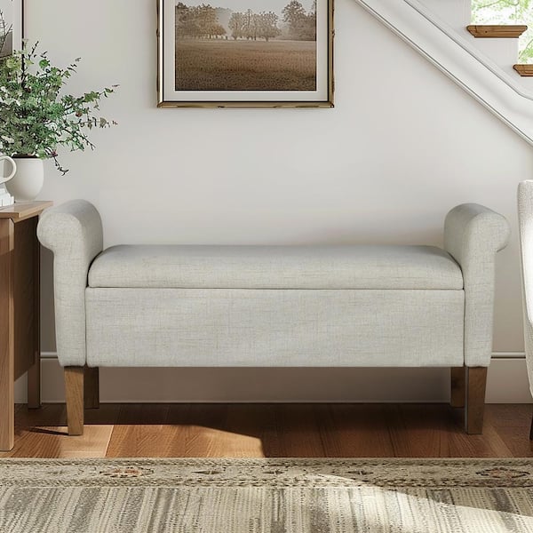 510 Design Aubrey Natural 46 in. Bedroom Bench with Storage