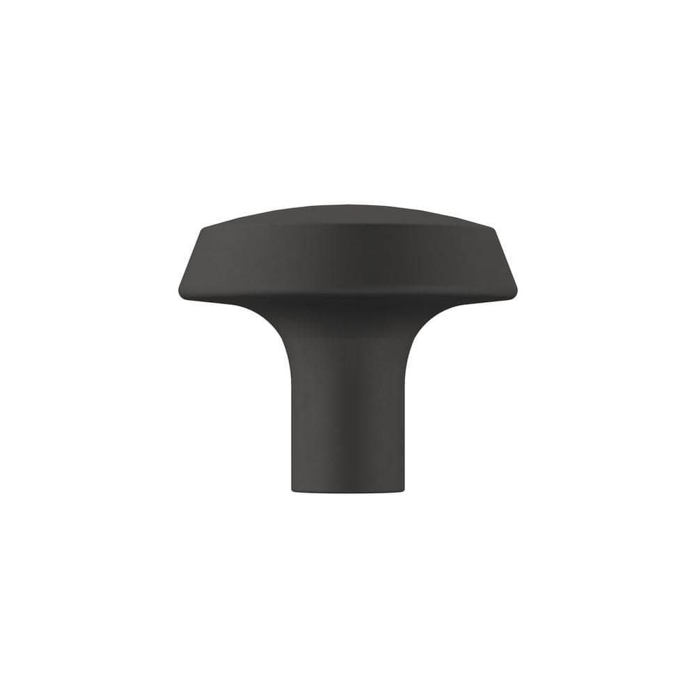 Matte Black Round Modern Cabinet Knob with Mounting Hardware