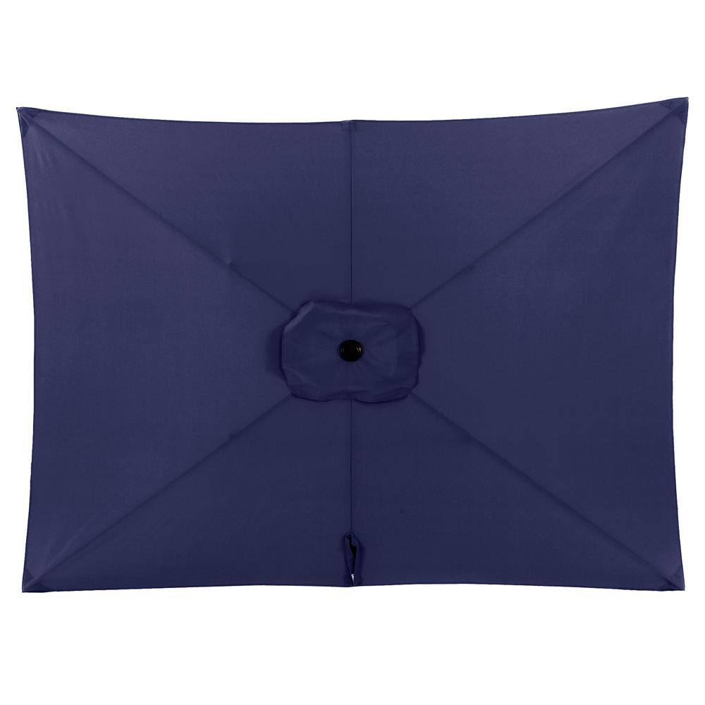 Navy Blue Rectangular Aluminum Patio Umbrella with Tilt and Crank
