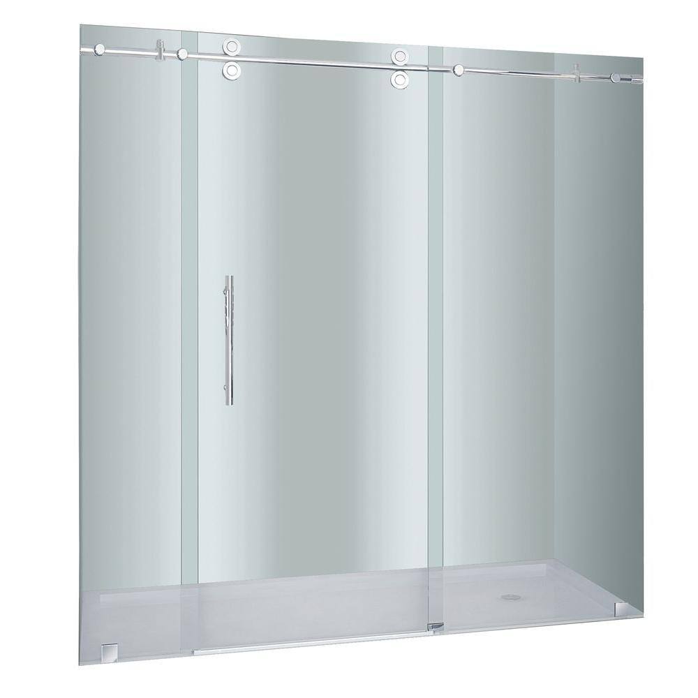 Langham 78" Frameless Sliding Shower Door with Chrome Finish