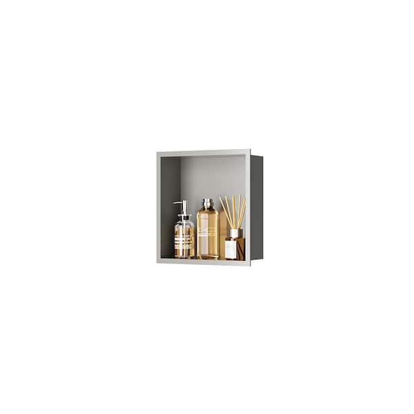 12 in. W x 12 in. H x 4 in. D, Wall Shower Niche Stainless Steel, Recessed Niche Shower for Bathroom Storage Pale Gray