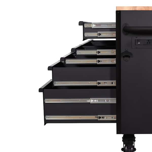 Husky Heavy-Duty 61 in. W x 23 in. D 15-Drawer Matte Black Mobile