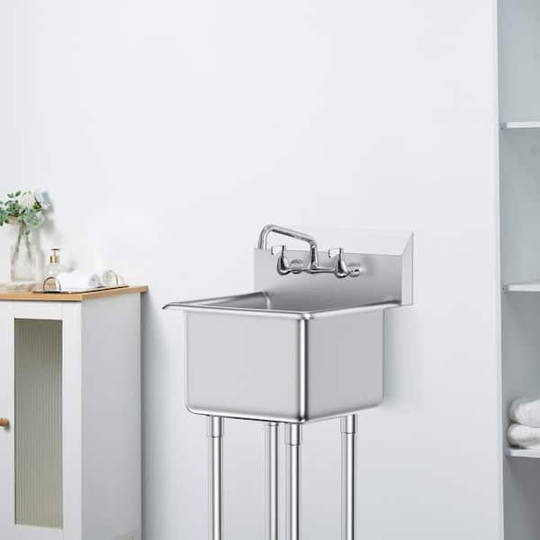 Stainless Steel Prep and Utility Sink Commercial Single Bowl Sinks 1 Compartment Free Standing Small Sink 18 x 41 in.