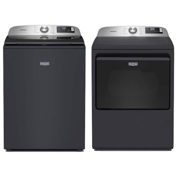5.2 cu. ft. Top Load Washer and 7.4 cu. ft. Dryer with Extra Power in Midnight Steel Set