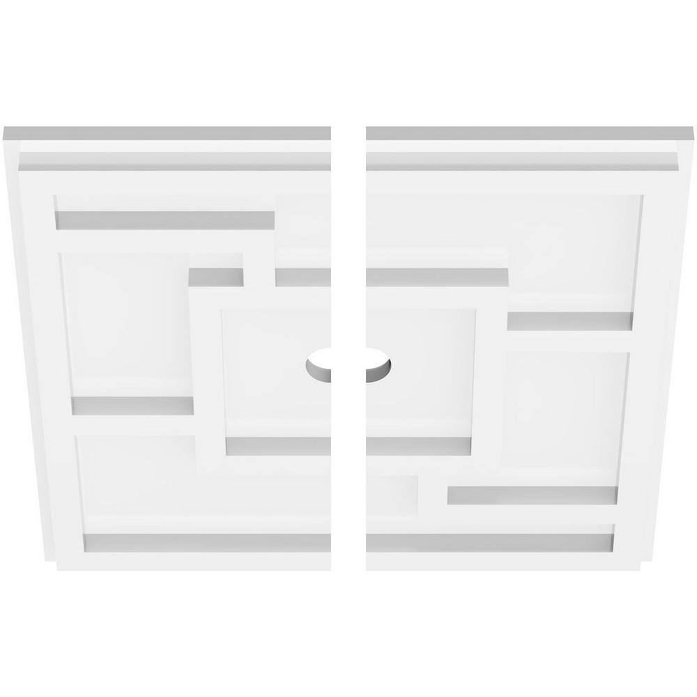 12" White PVC Contemporary Two-Piece Ceiling Medallion