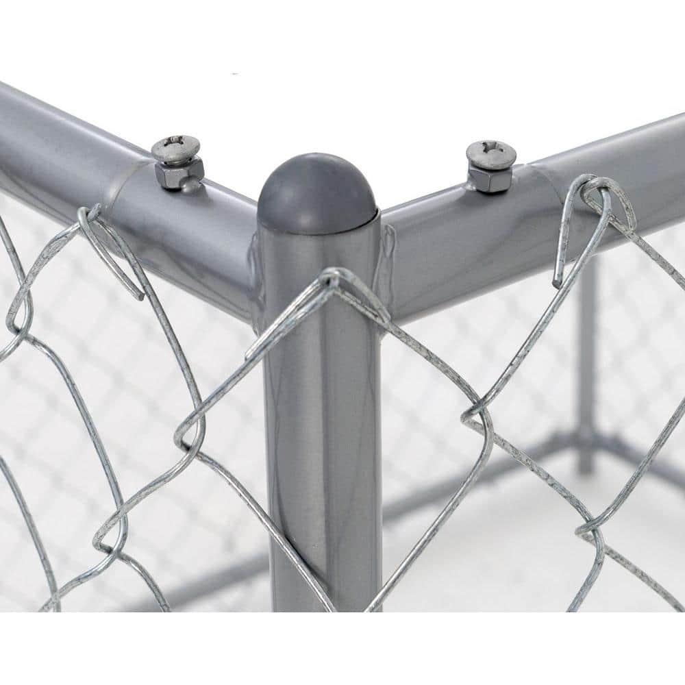 Large Silver Galvanized Steel Chain Link Dog Kennel